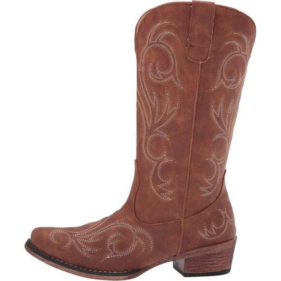 ✨ Roper Casual Boots Women Brown Riley Round Toe Mid Calf Low Heel 1-2 - Picture 10 of 10